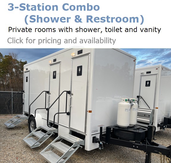 Three station restroom-shower combo trailer